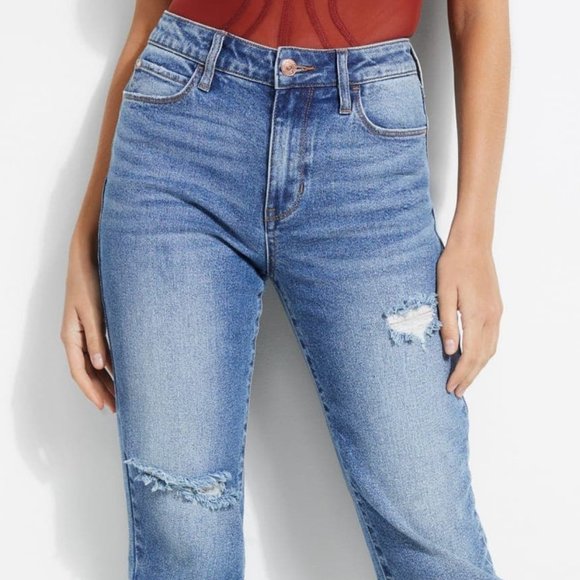 New GUESS 1981 Frayed Slim Straight Jeans sz 26 - Picture 4 of 14